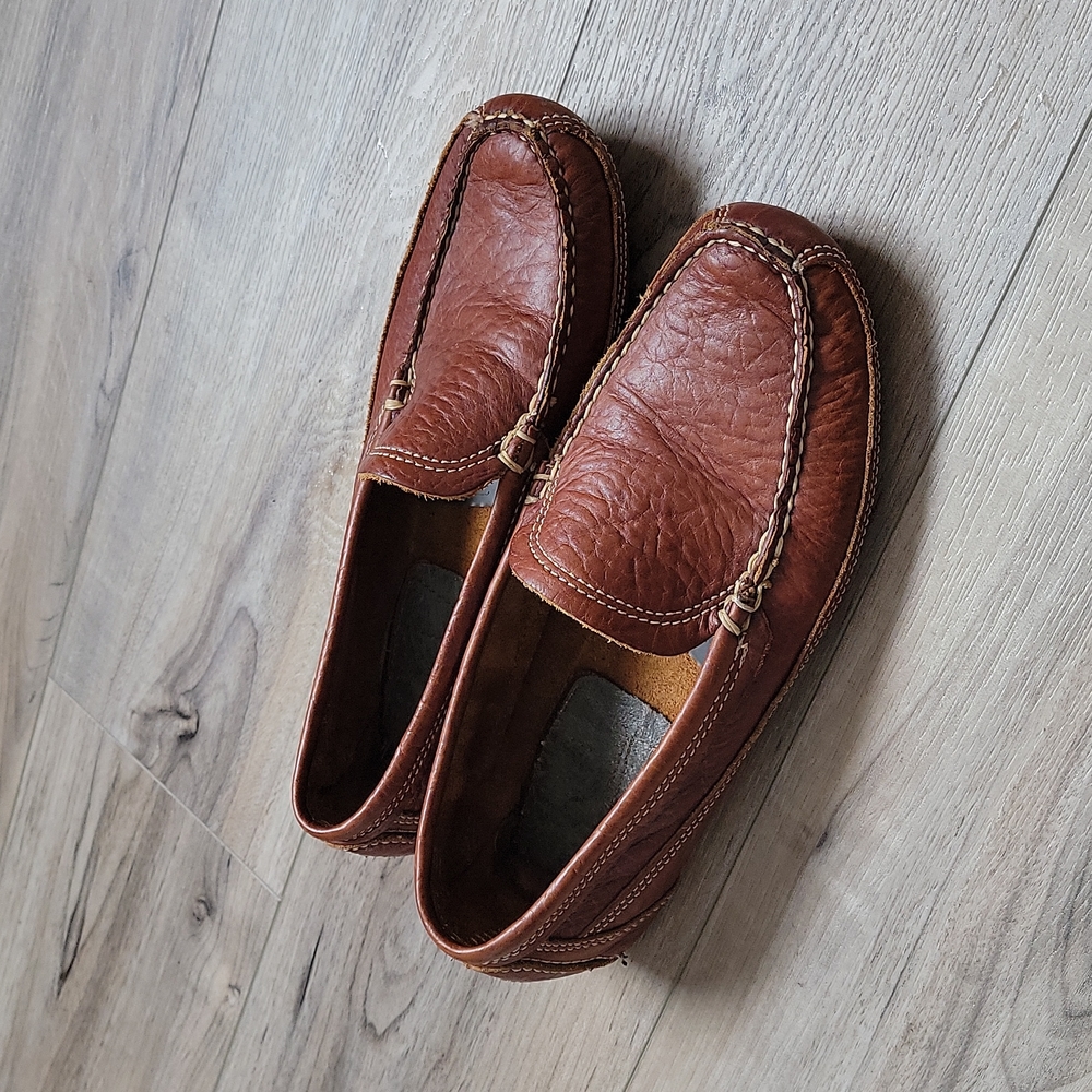 Duluth trading company Leather driving slippers.